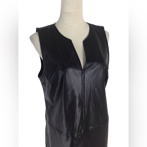 Michael Stars Black Vegan Leather Cecelia Dress Size Medium - Picture 8 of 10